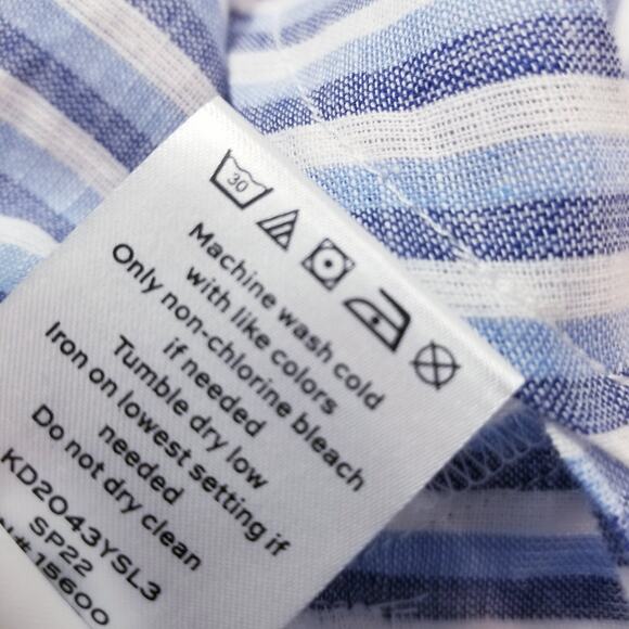 Draper James RSVP Linen Blend Striped Button Front Short Sleeves Shirt - Picture 9 of 11